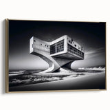 Futuristic Brutalist Wall Art | Surreal Coastal Concrete Architecture Design