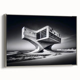 Futuristic Brutalist Wall Art | Surreal Coastal Concrete Architecture Design