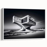 Futuristic Brutalist Wall Art | Surreal Coastal Concrete Architecture Design