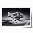 Futuristic Brutalist Wall Art | Surreal Coastal Concrete Architecture Design
