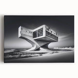 Futuristic Brutalist Wall Art | Surreal Coastal Concrete Architecture Design