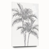 Monochrome Palm Trees Coastal Wall Art - Nautical Tropical Decor Print