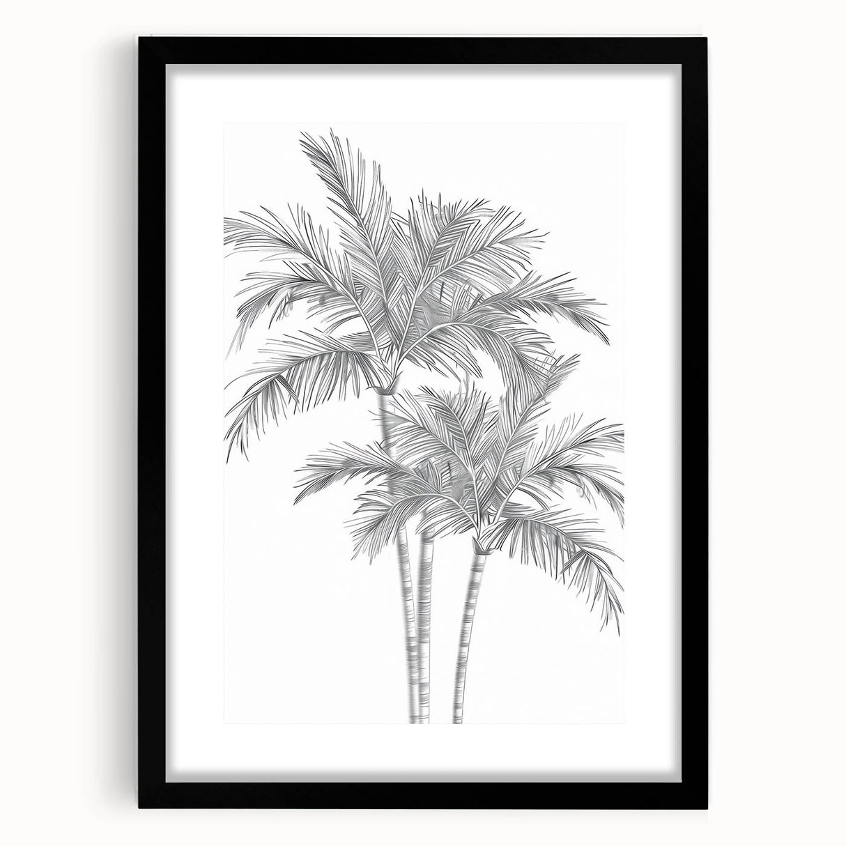 Monochrome Palm Trees Coastal Wall Art - Nautical Tropical Decor Print