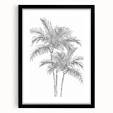 Monochrome Palm Trees Coastal Wall Art - Nautical Tropical Decor Print