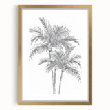 Monochrome Palm Trees Coastal Wall Art - Nautical Tropical Decor Print
