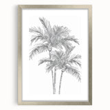 Monochrome Palm Trees Coastal Wall Art - Nautical Tropical Decor Print