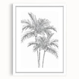 Monochrome Palm Trees Coastal Wall Art - Nautical Tropical Decor Print