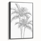 Monochrome Palm Trees Coastal Wall Art - Nautical Tropical Decor Print