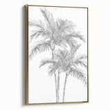Monochrome Palm Trees Coastal Wall Art - Nautical Tropical Decor Print