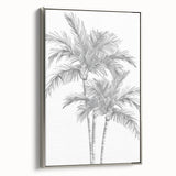 Monochrome Palm Trees Coastal Wall Art - Nautical Tropical Decor Print