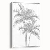 Monochrome Palm Trees Coastal Wall Art - Nautical Tropical Decor Print