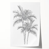 Monochrome Palm Trees Coastal Wall Art - Nautical Tropical Decor Print