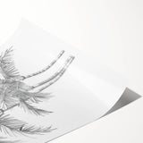 Monochrome Palm Trees Coastal Wall Art - Nautical Tropical Decor Print