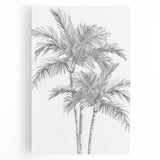 Monochrome Palm Trees Coastal Wall Art - Nautical Tropical Decor Print
