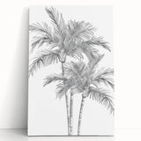 Monochrome Palm Trees Coastal Wall Art - Nautical Tropical Decor Print
