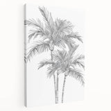 Monochrome Palm Trees Coastal Wall Art - Nautical Tropical Decor Print