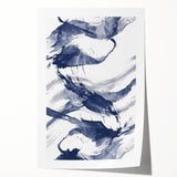 Abstract Navy Blue Coastal Wall Art - Ocean-Inspired Nautical Decor Print