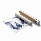 Abstract Navy Blue Coastal Wall Art - Ocean-Inspired Nautical Decor Print