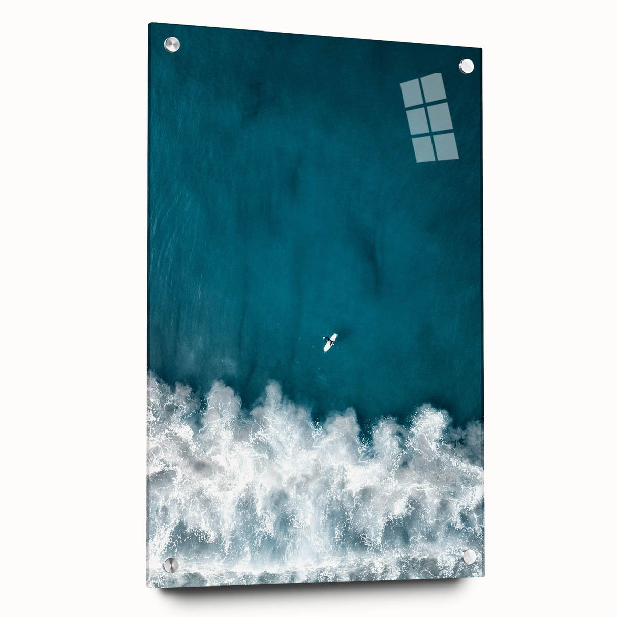 Surfer Aerial View Coastal Wall Art - Ocean Waves Nautical Decor Print