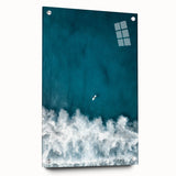 Surfer Aerial View Coastal Wall Art - Ocean Waves Nautical Decor Print