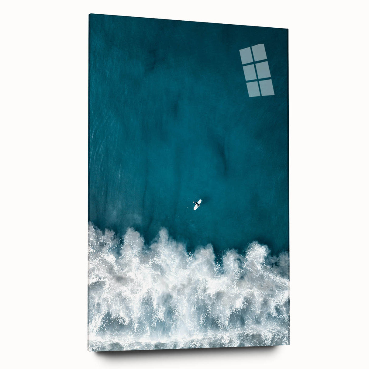 Surfer Aerial View Coastal Wall Art - Ocean Waves Nautical Decor Print