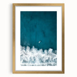 Surfer Aerial View Coastal Wall Art - Ocean Waves Nautical Decor Print