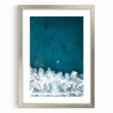 Surfer Aerial View Coastal Wall Art - Ocean Waves Nautical Decor Print