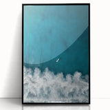 Surfer Aerial View Coastal Wall Art - Ocean Waves Nautical Decor Print