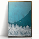 Surfer Aerial View Coastal Wall Art - Ocean Waves Nautical Decor Print