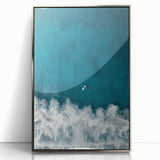 Surfer Aerial View Coastal Wall Art - Ocean Waves Nautical Decor Print