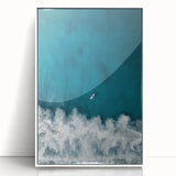 Surfer Aerial View Coastal Wall Art - Ocean Waves Nautical Decor Print