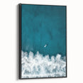 Surfer Aerial View Coastal Wall Art - Ocean Waves Nautical Decor Print