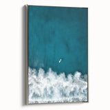 Surfer Aerial View Coastal Wall Art - Ocean Waves Nautical Decor Print