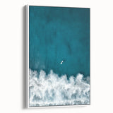 Surfer Aerial View Coastal Wall Art - Ocean Waves Nautical Decor Print