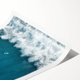 Surfer Aerial View Coastal Wall Art - Ocean Waves Nautical Decor Print