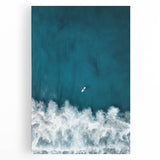 Surfer Aerial View Coastal Wall Art - Ocean Waves Nautical Decor Print