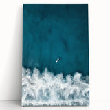 Surfer Aerial View Coastal Wall Art - Ocean Waves Nautical Decor Print