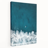 Surfer Aerial View Coastal Wall Art - Ocean Waves Nautical Decor Print