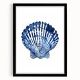 Blue Watercolor Seashell Coastal Wall Art - Nautical Ocean Decor Print