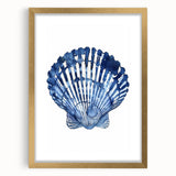 Blue Watercolor Seashell Coastal Wall Art - Nautical Ocean Decor Print