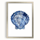 Blue Watercolor Seashell Coastal Wall Art - Nautical Ocean Decor Print