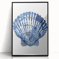 Blue Watercolor Seashell Coastal Wall Art - Nautical Ocean Decor Print