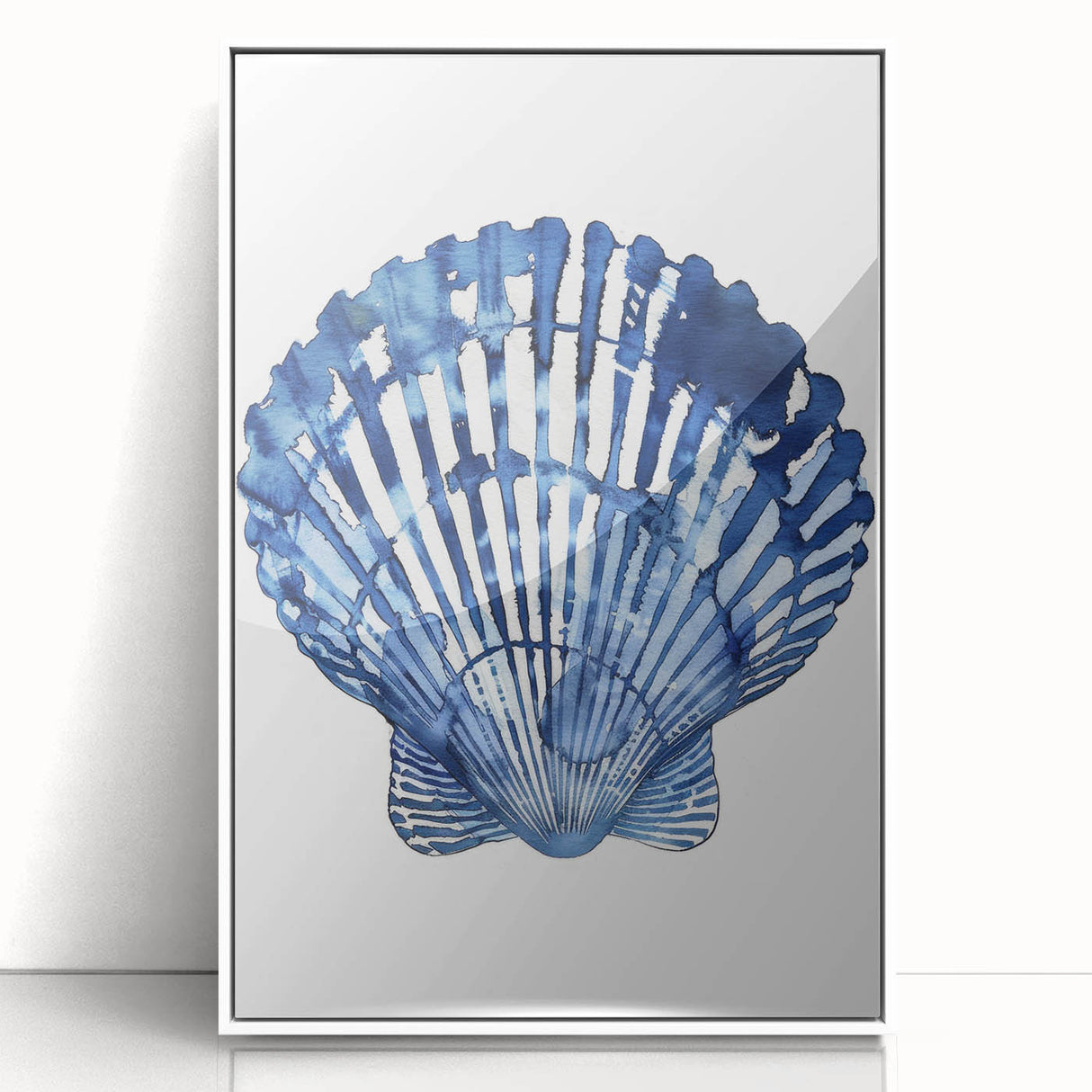 Blue Watercolor Seashell Coastal Wall Art - Nautical Ocean Decor Print