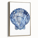 Blue Watercolor Seashell Coastal Wall Art - Nautical Ocean Decor Print