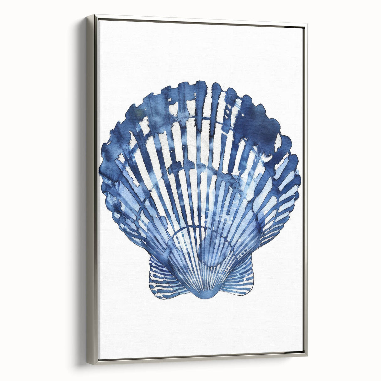 Blue Watercolor Seashell Coastal Wall Art - Nautical Ocean Decor Print