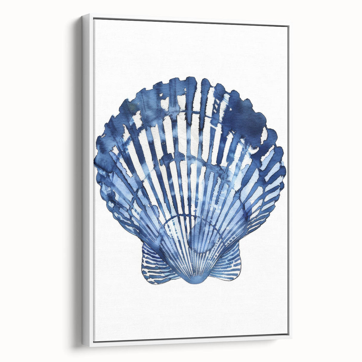 Blue Watercolor Seashell Coastal Wall Art - Nautical Ocean Decor Print