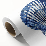 Blue Watercolor Seashell Coastal Wall Art - Nautical Ocean Decor Print