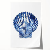 Blue Watercolor Seashell Coastal Wall Art - Nautical Ocean Decor Print
