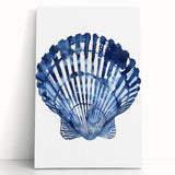 Blue Watercolor Seashell Coastal Wall Art - Nautical Ocean Decor Print