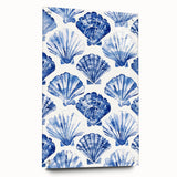 Blue Seashell Pattern Coastal Wall Art - Nautical Beach-Themed Decor Print